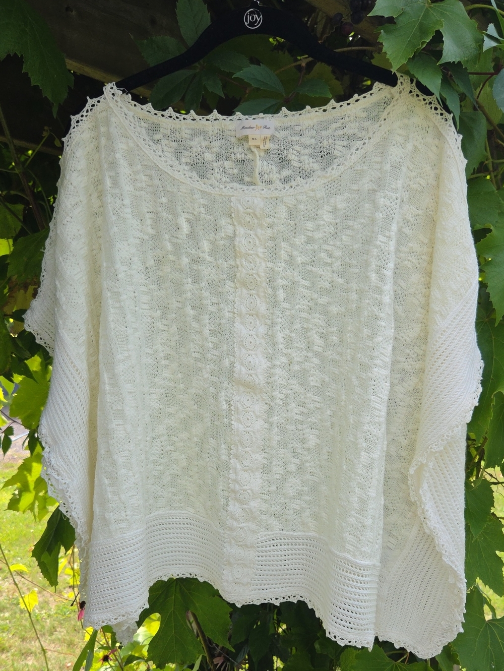 Anthropologie Meadow Rue Cream Crochet Knit Top Size M/L